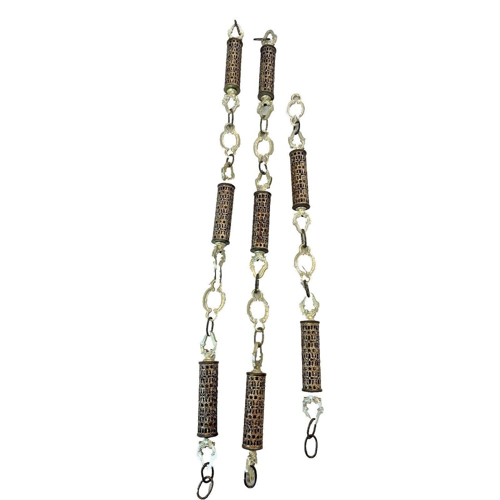 Vtg Filigree Metal Tubes Decorative Chandelier Swag Lamp Replacement Chain 8 ft